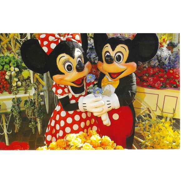Main Street Flower Market Walt Disney World Minnie & Mickey Postcard Unposted - Picture 1 of 2